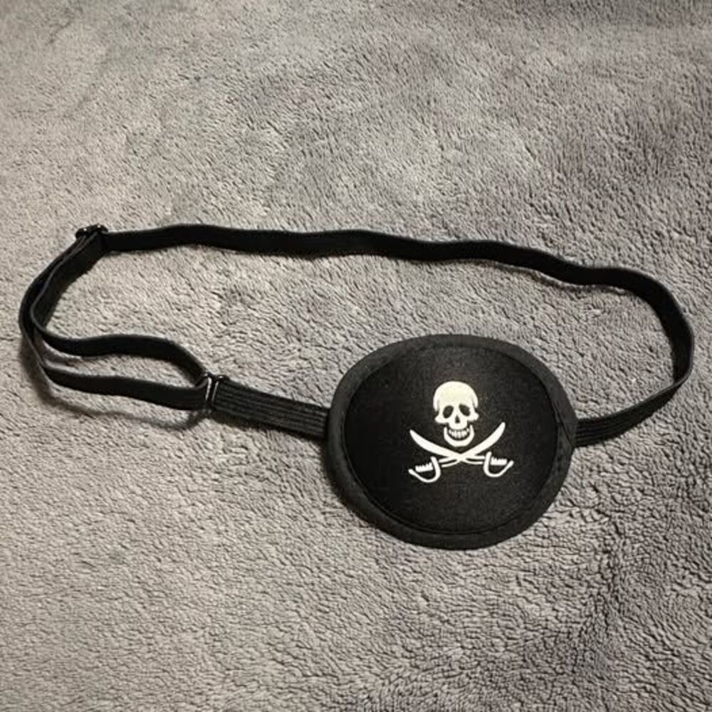 NEW Adjustable Black Pirate Eye Patch W/ Skull & Crossbones Halloween Costume